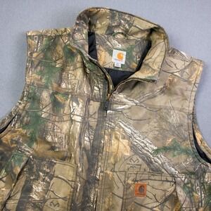 Carhartt RealTree Quick Duck Mens 2XL Camo Full Zip Vest Thinsulate Insulation